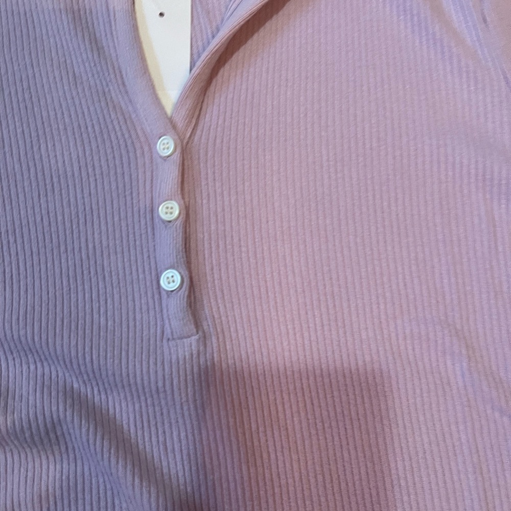LOFT Lavender Ribbed Collared Henley Knit Top - Picture 6 of 7